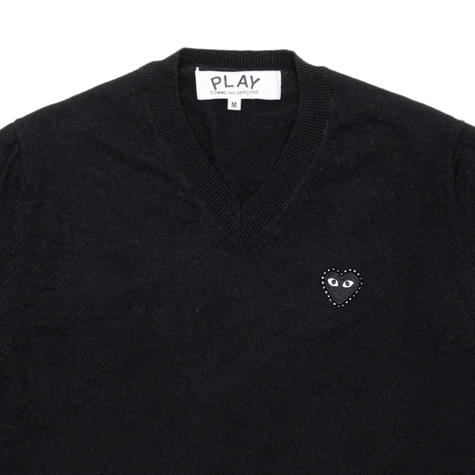 Comme Des Garcons PLAY Knit Rhinestone Emblem Black AX-N804-051