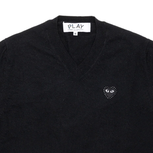 Comme Des Garcons PLAY Knit Rhinestone Emblem Black AX-N804-051