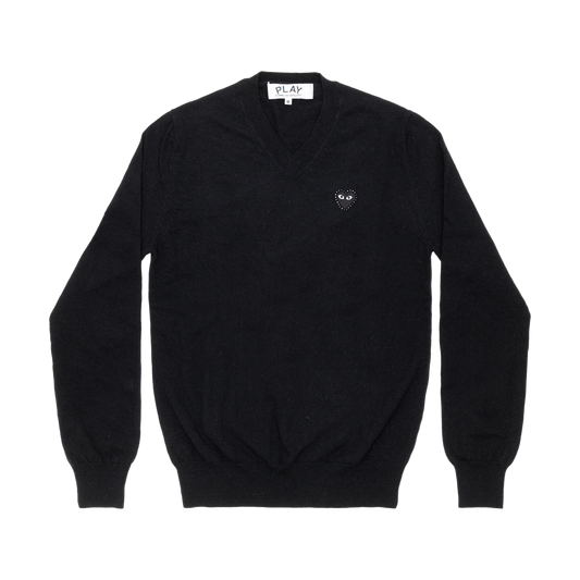 Comme Des Garcons PLAY Knit Rhinestone Emblem Black AX-N804-051