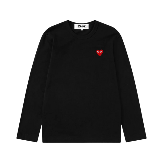 Comme Des Garcons Play T-Shirt Red Emblem Black L/S AX-T118-051