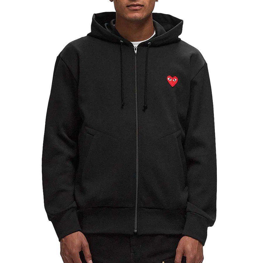 Comme Des Garcons Play Sweatshirt Red Emblem Black AX-T172-051