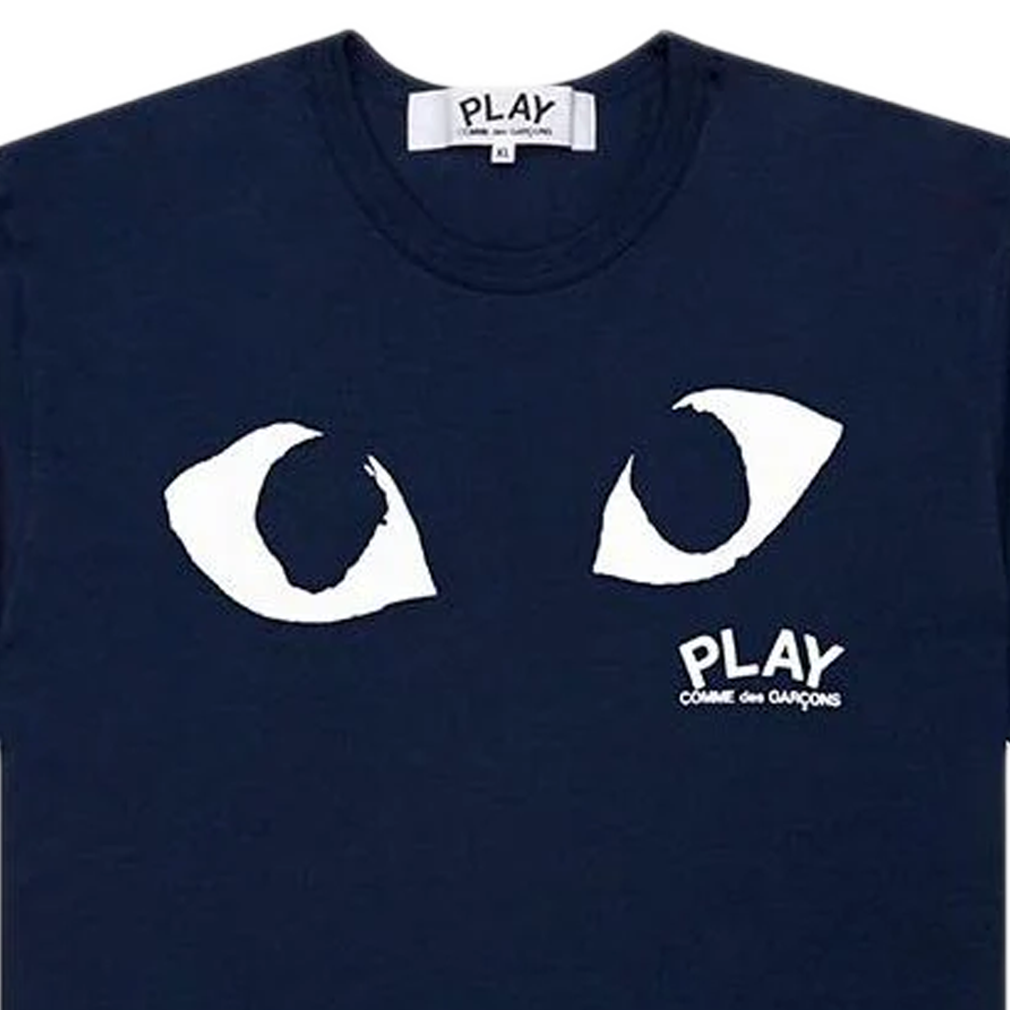 Comme Des Garcons Play T-Shirt Play Logo Print Navy AX-T178-051