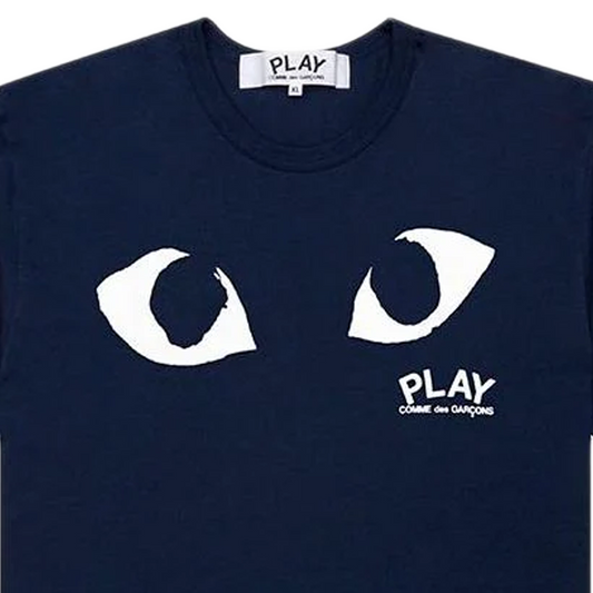Comme Des Garcons Play T-Shirt Play Logo Print Navy AX-T178-051