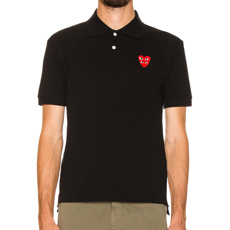 Comme Des Garcons PLAY T-Shirt Double Red Emblem Black AX-T290-051