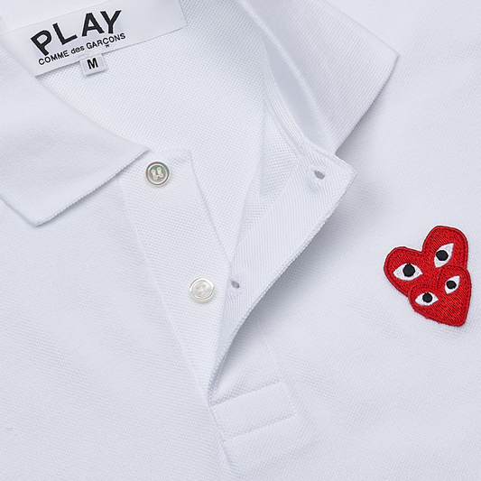 Comme Des Garcons PLAY T-Shirt Double Red Emblem White AX-T290-051