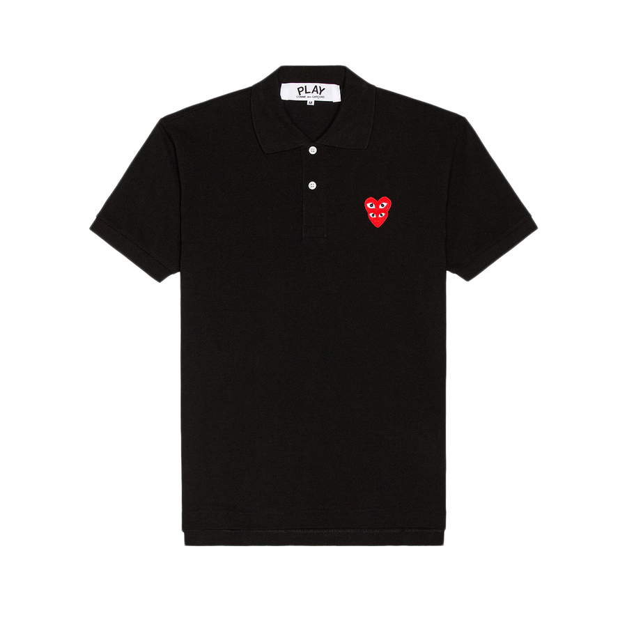 Comme Des Garcons PLAY T-Shirt Double Red Emblem Black AX-T290-051