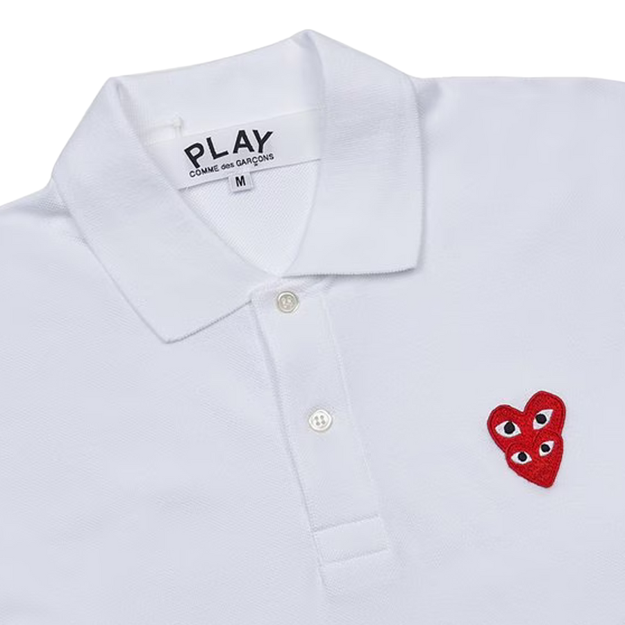 Comme Des Garcons PLAY T-Shirt Double Red Emblem White AX-T290-051