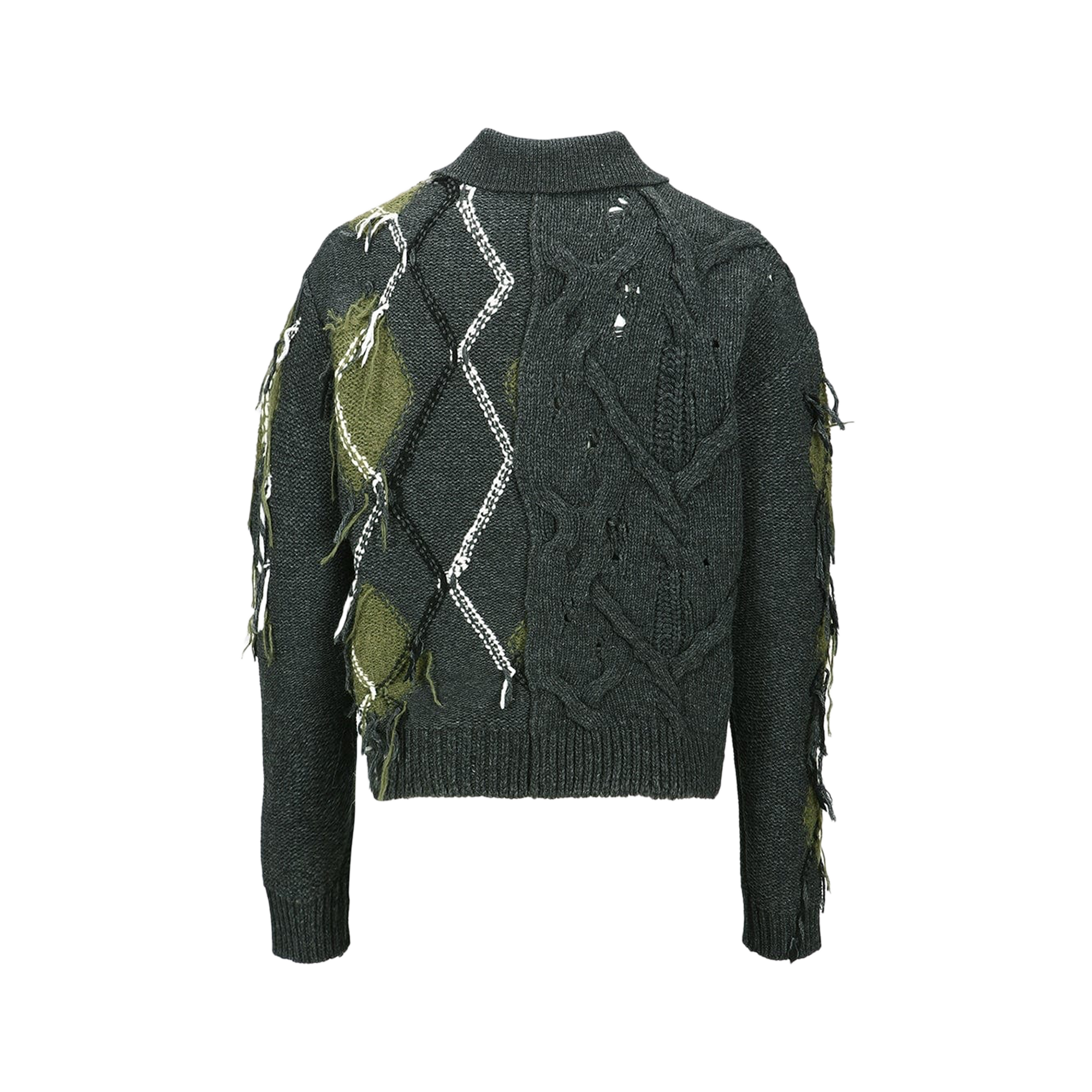 Andersson Bell Argyle Fisherman Polo Sweater Charcoal