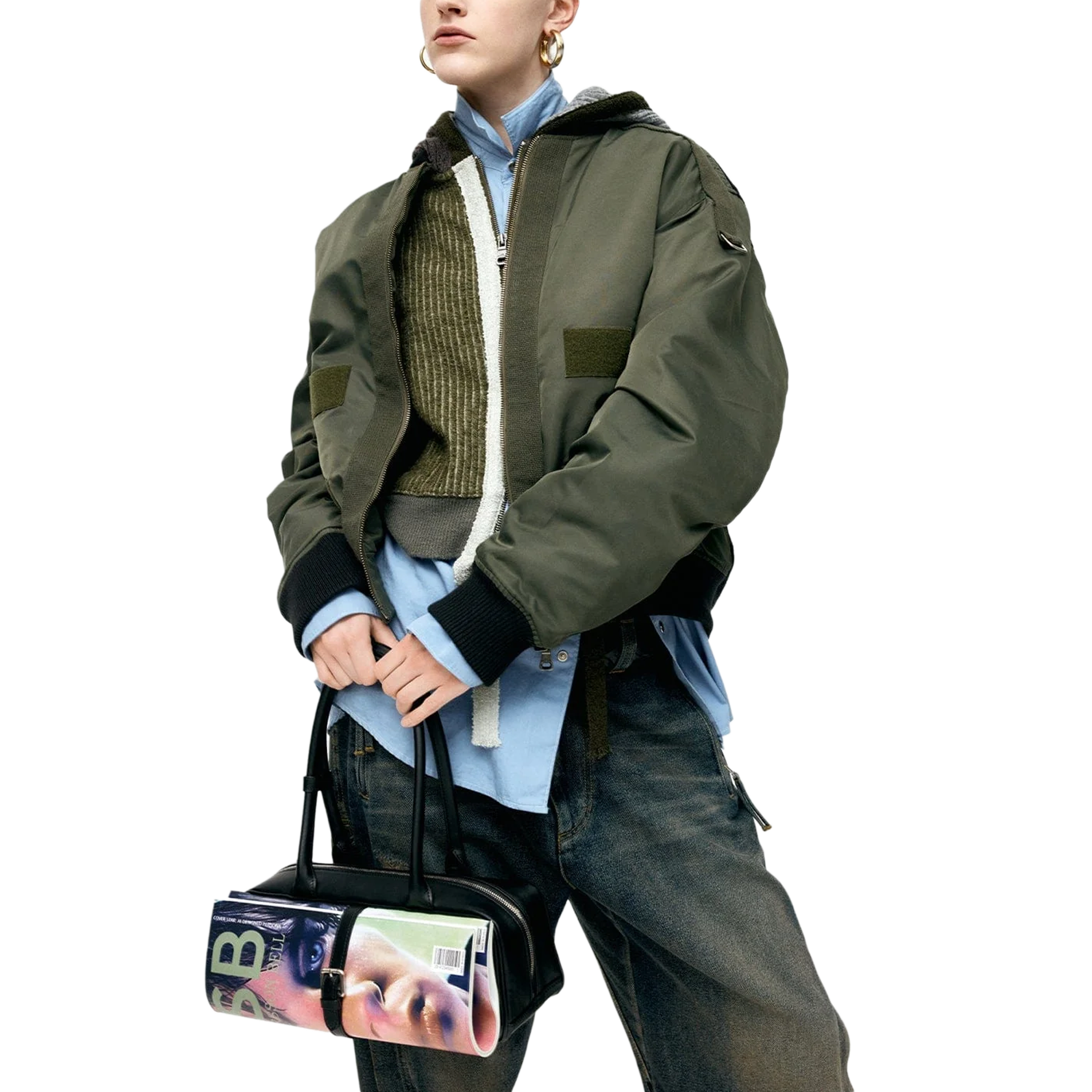 Andersson Bell Flight Layered Washed Bomber Jacket Khaki