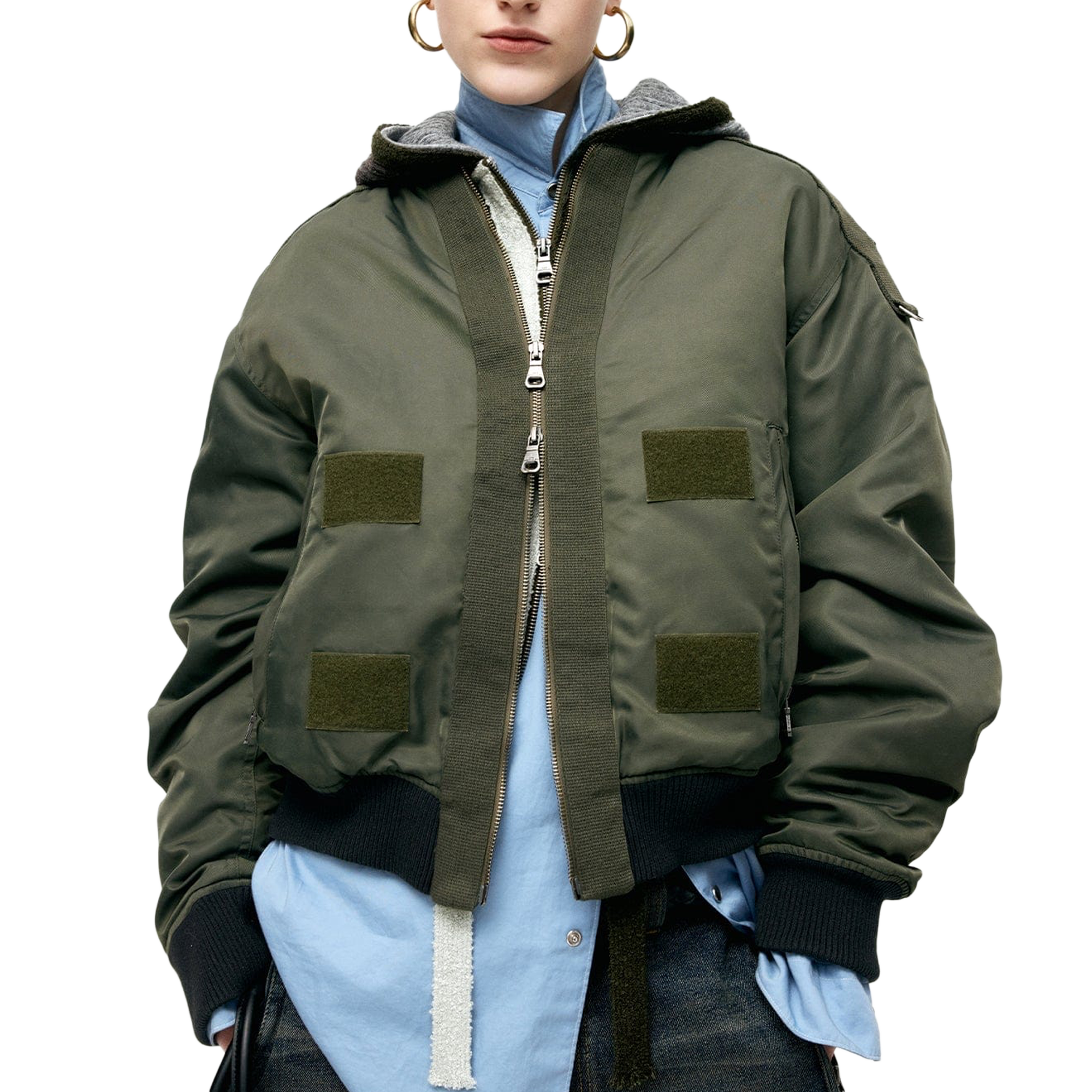 Andersson Bell Flight Layered Washed Bomber Jacket Khaki