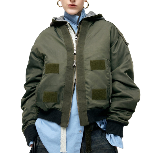 Andersson Bell Flight Layered Washed Bomber Jacket Khaki
