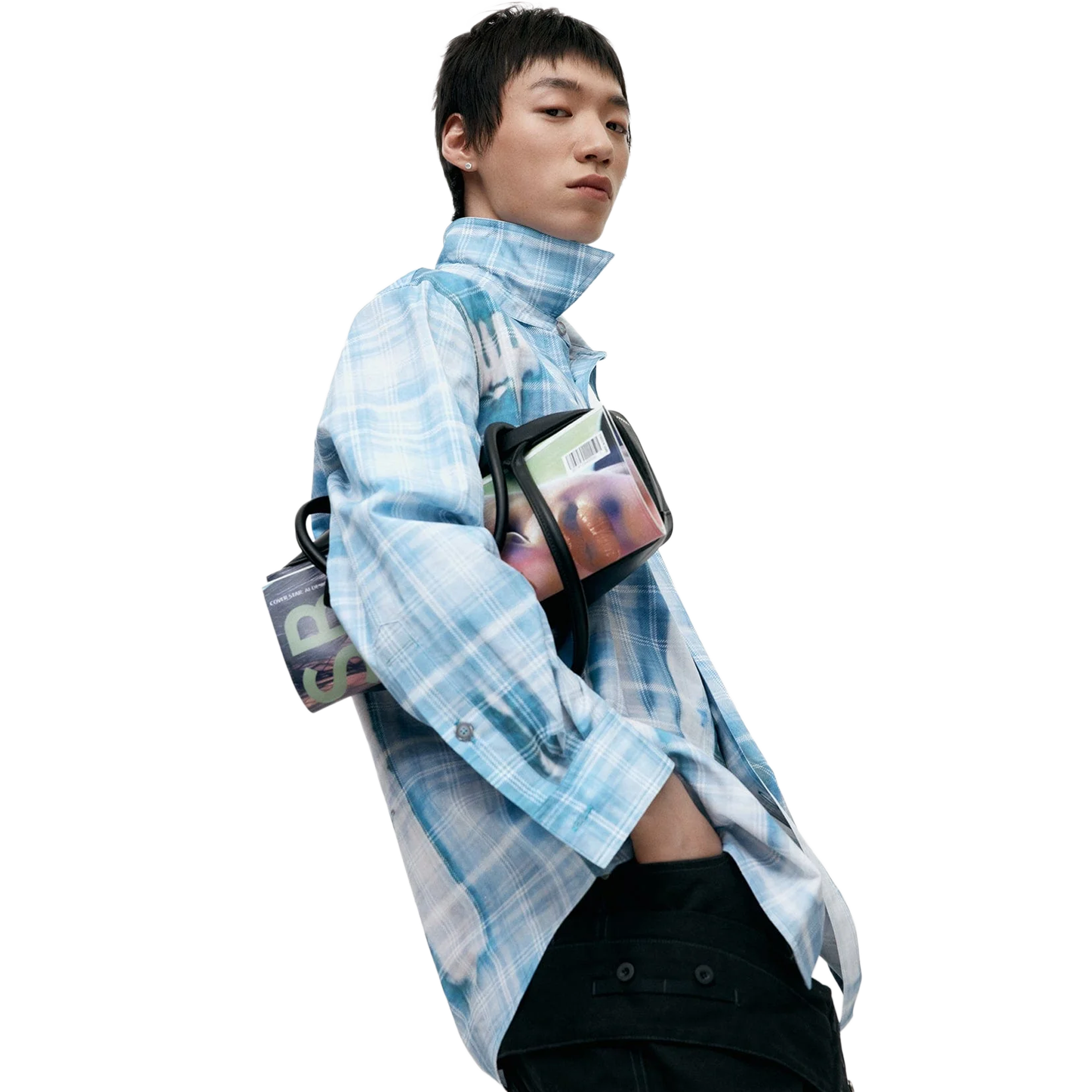 Andersson Bell Trompe L'Oeil Printed Check Shirts Blue