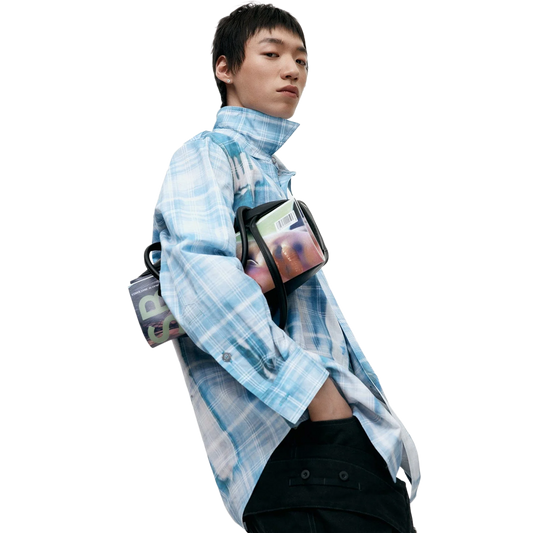 Andersson Bell Trompe L'Oeil Printed Check Shirts Blue