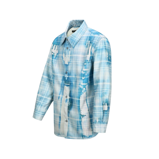 Andersson Bell Trompe L'Oeil Printed Check Shirts Blue