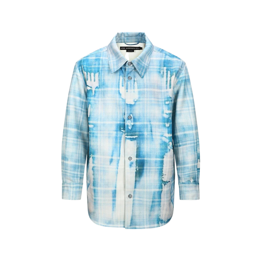Andersson Bell Trompe L'Oeil Printed Check Shirts Blue
