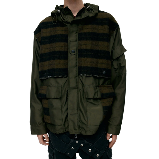 Andersson Bell Unisex Check Layered Jumper Khaki