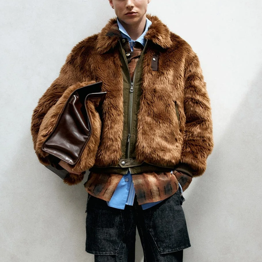 Andersson Bell Unisex Flight Fur Bomber Jacket Brown