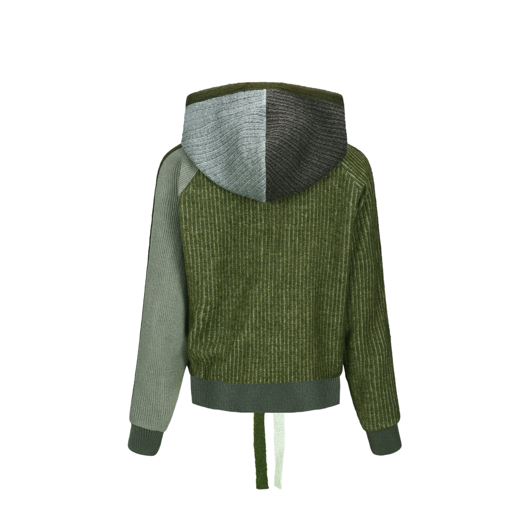 Andersson Bell Women's Color Blocked Knit Hoodie Zip Up Green