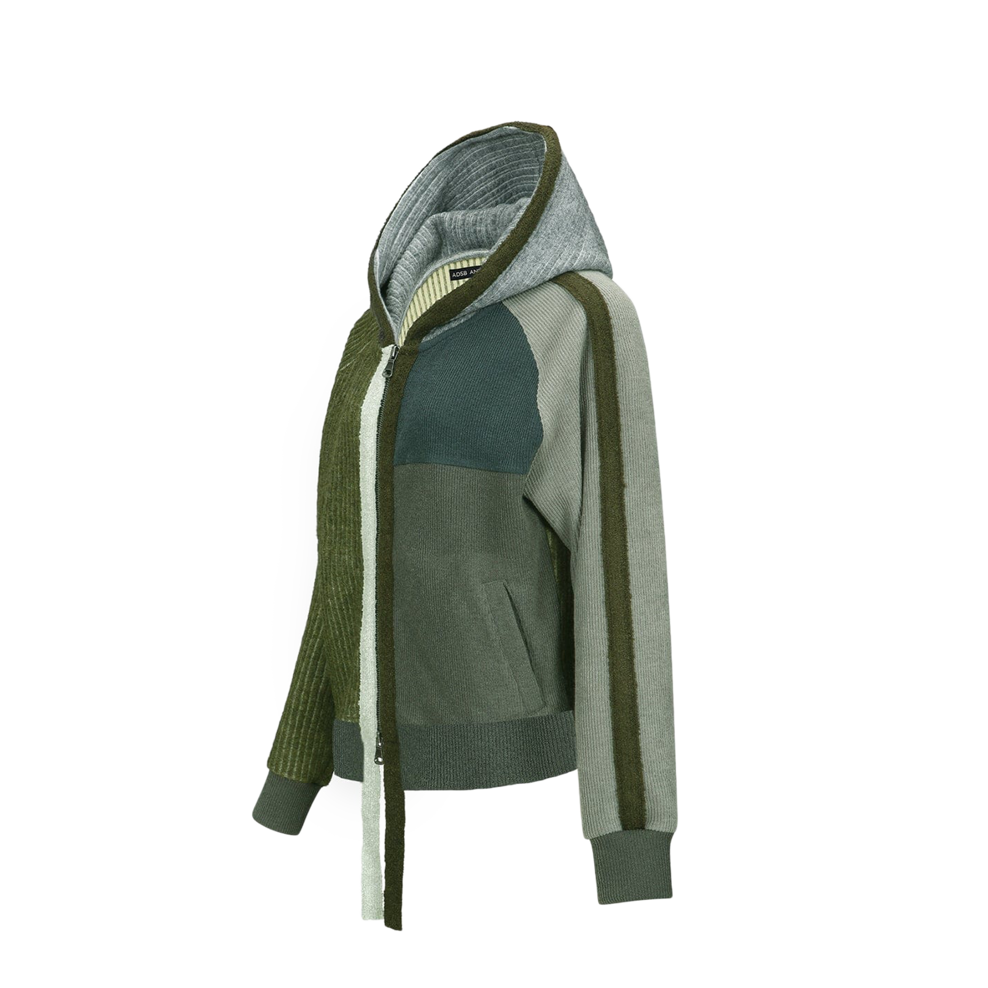 Andersson Bell Women's Color Blocked Knit Hoodie Zip Up Green