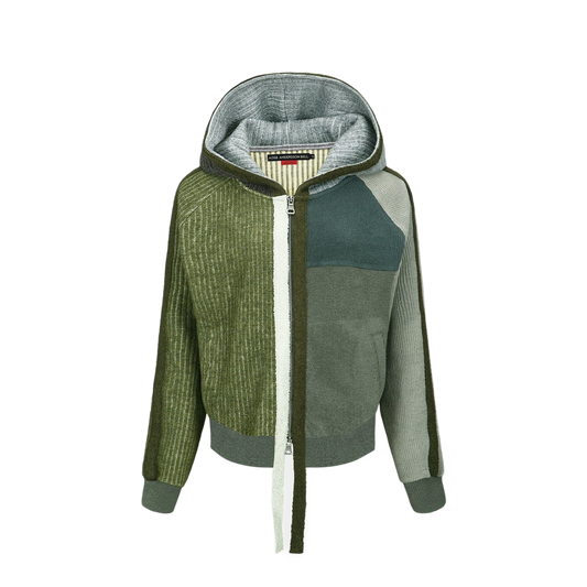 Andersson Bell Women's Color Blocked Knit Hoodie Zip Up Green