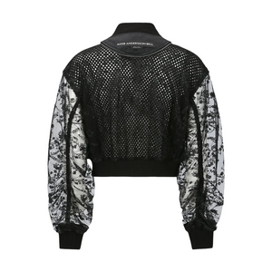 Andersson Bell Double Layered Logo Lace Short Bomber Black AWA702W