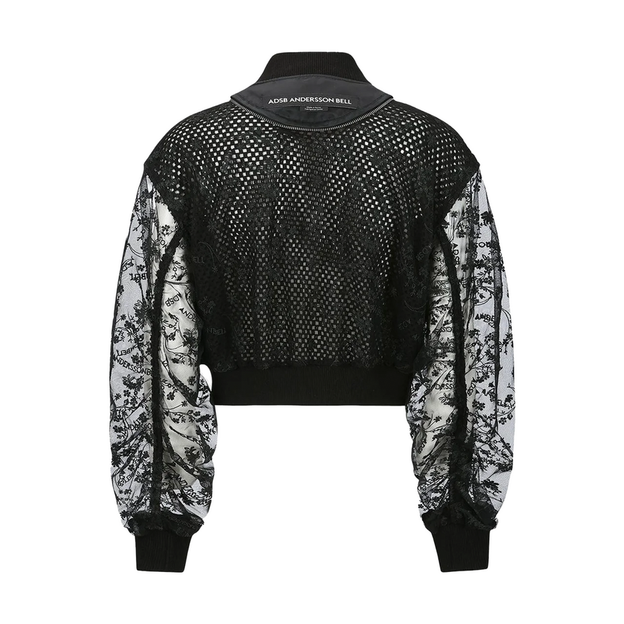 Andersson Bell Double Layered Logo Lace Short Bomber Black AWA702W
