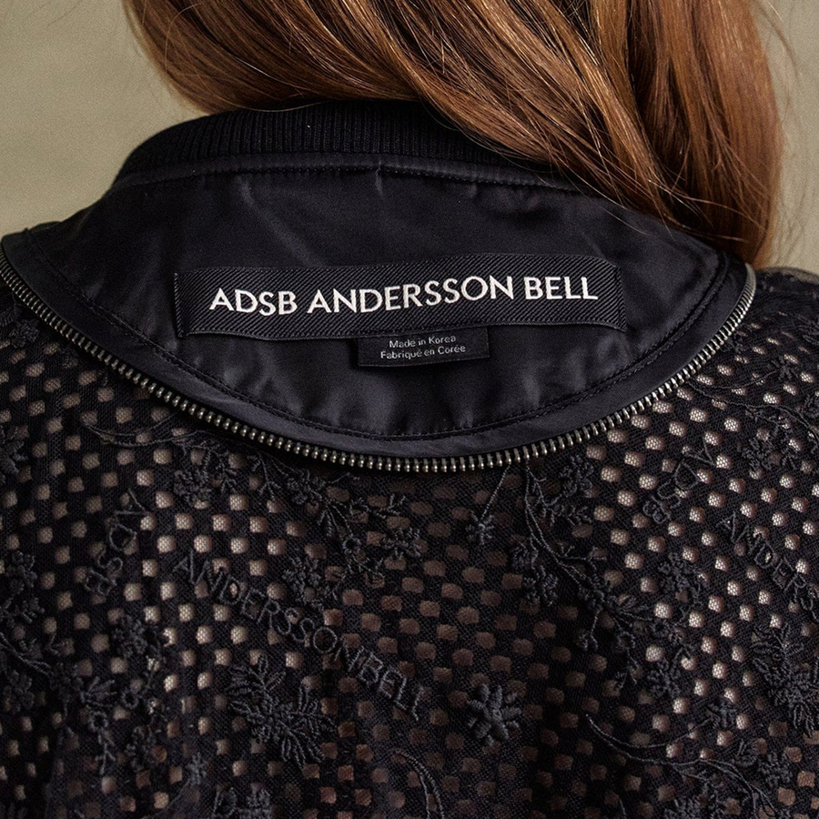 Andersson Bell Double Layered Logo Lace Short Bomber Black AWA702W