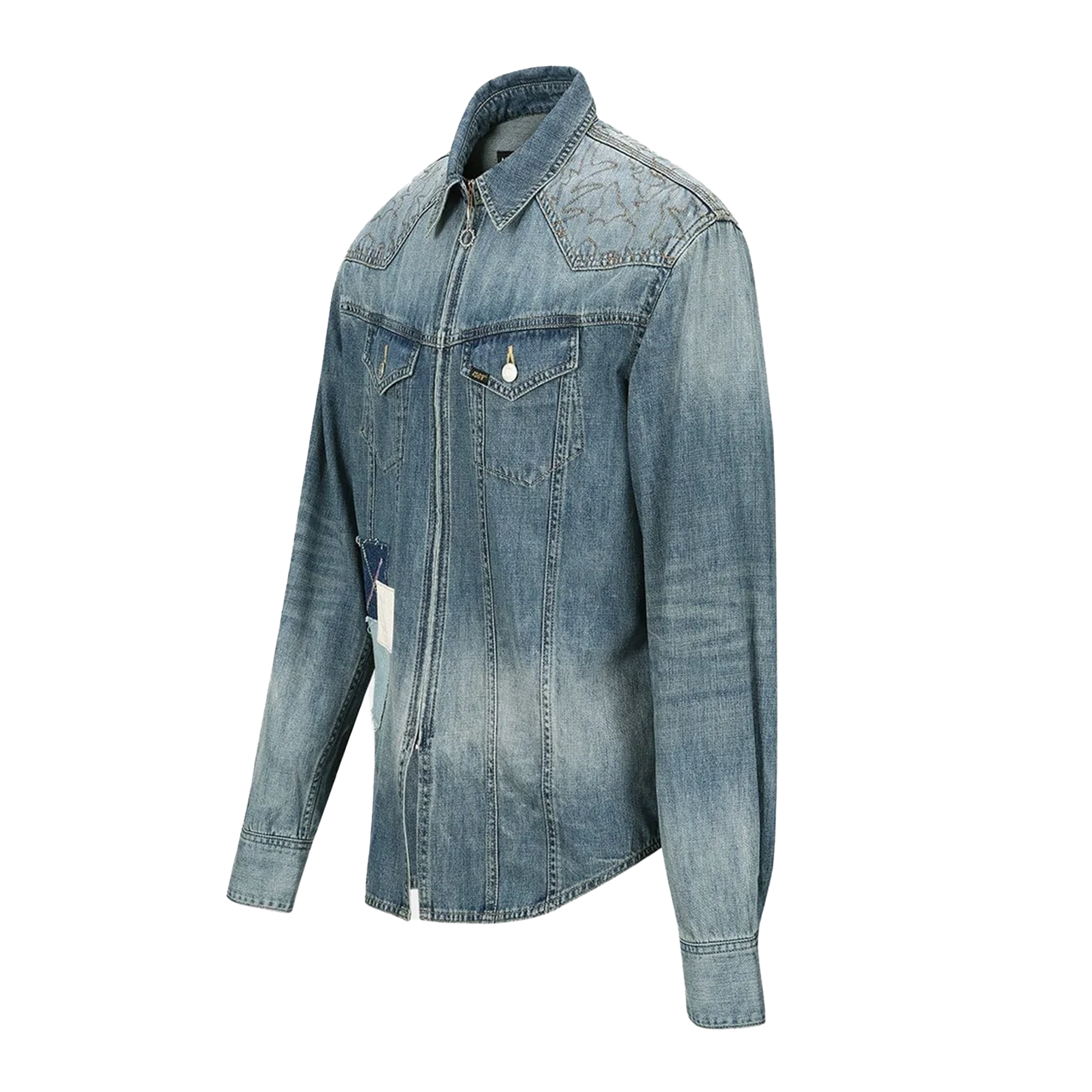 Andersson Bell Embroidery Patchwork Denim Shirts Blue ATB1273M