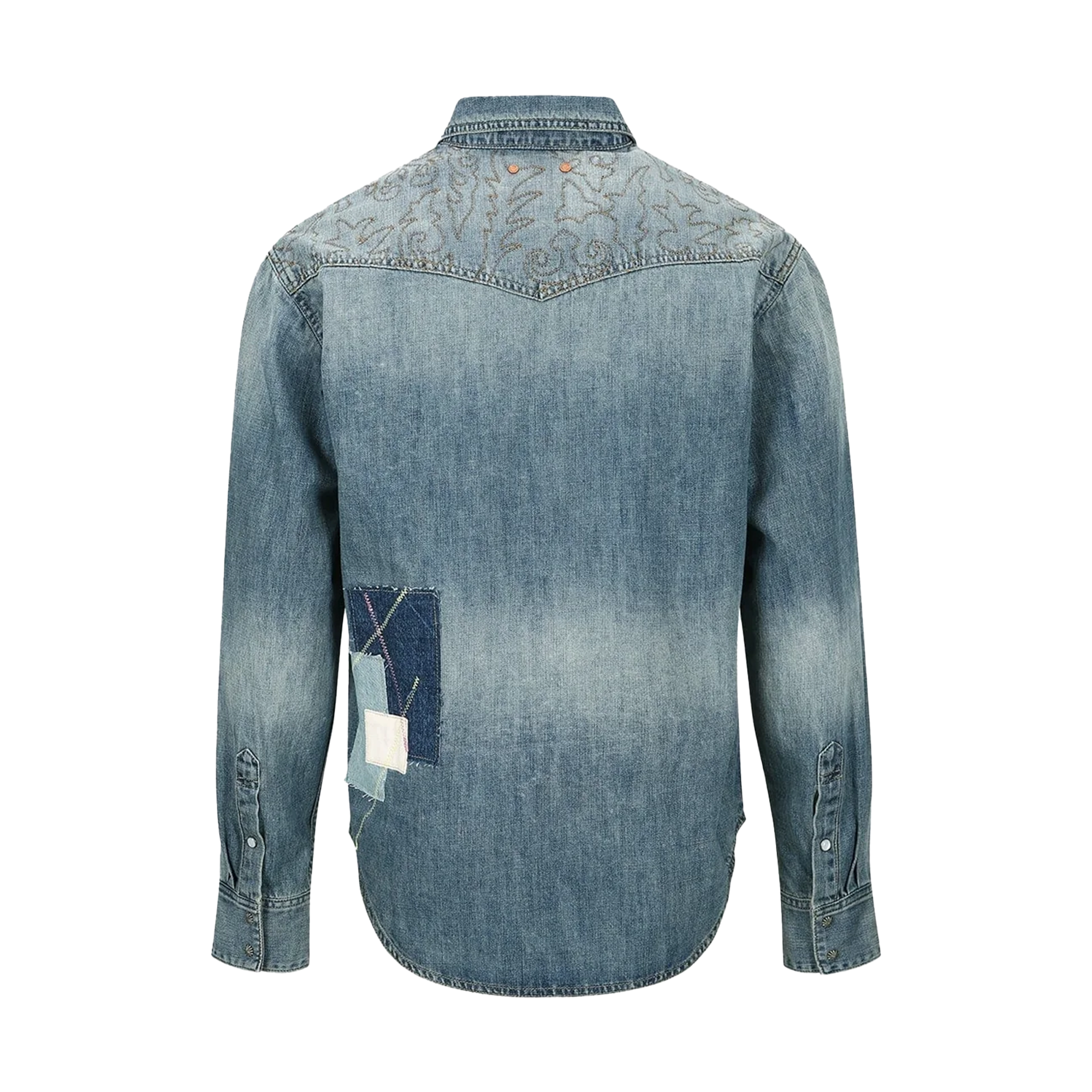 Andersson Bell Embroidery Patchwork Denim Shirts Blue ATB1273M