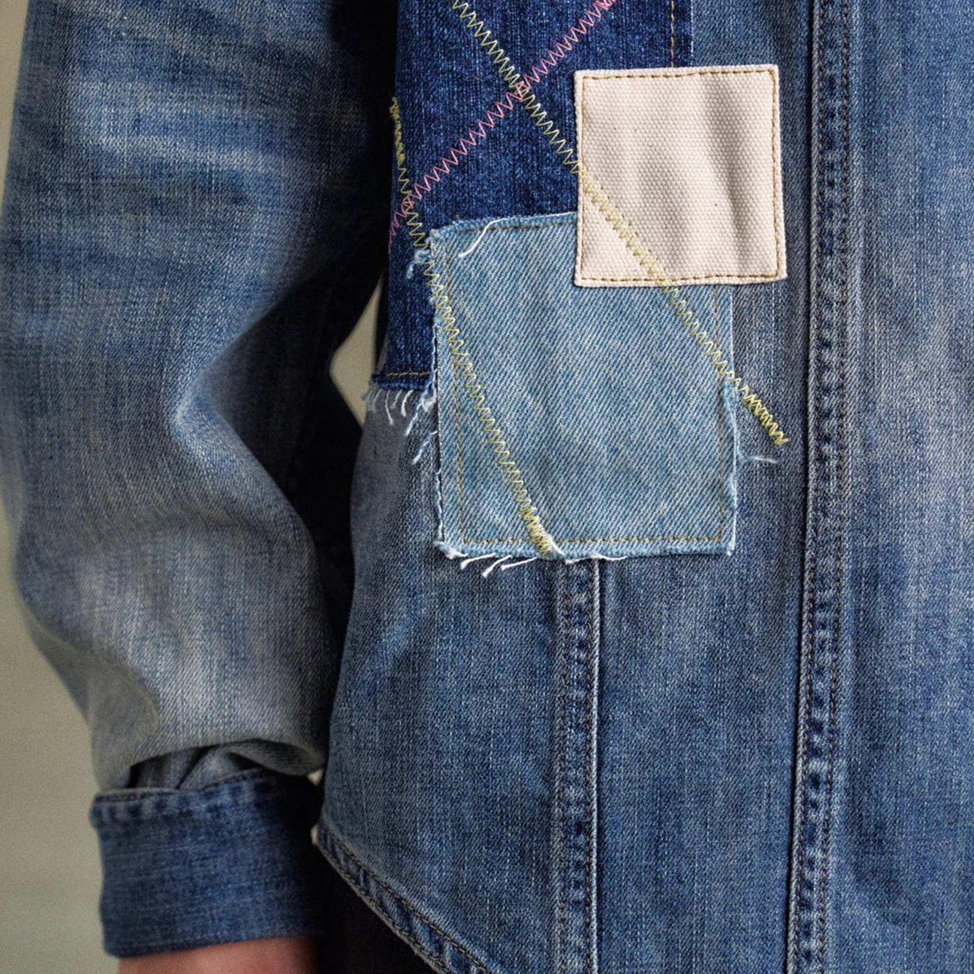 Andersson Bell Embroidery Patchwork Denim Shirts Blue ATB1273M