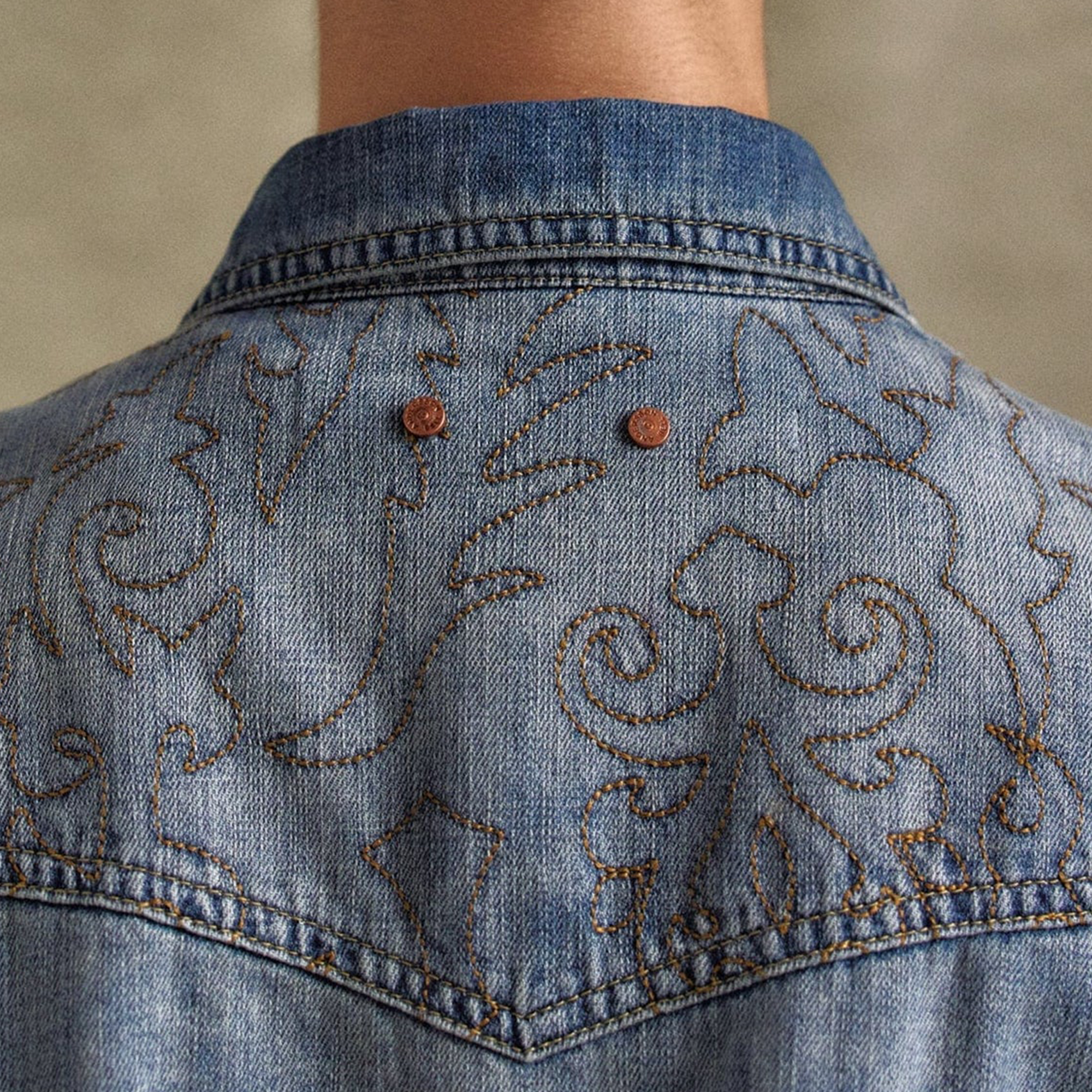 Andersson Bell Embroidery Patchwork Denim Shirts Blue ATB1273M
