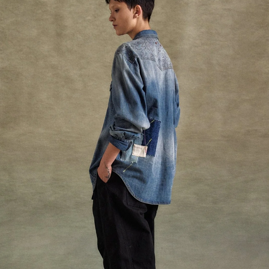 Andersson Bell Embroidery Patchwork Denim Shirts Blue ATB1273M