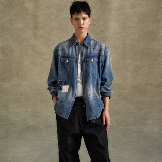 Andersson Bell Embroidery Patchwork Denim Shirts Blue ATB1273M