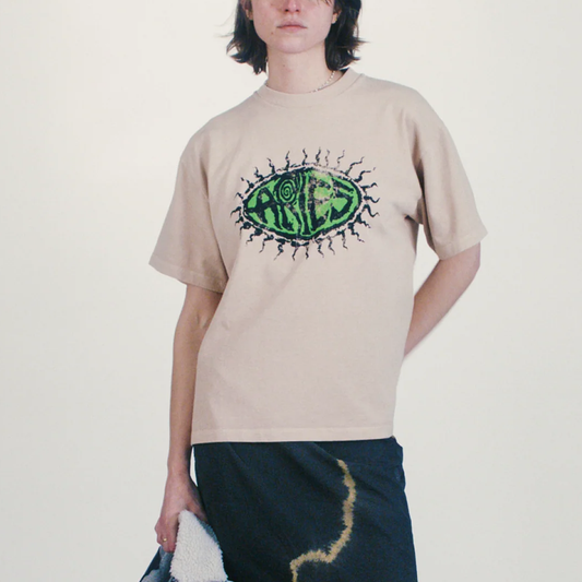 Aries Faded Grunge Short Sleeve T-Shirt Beige