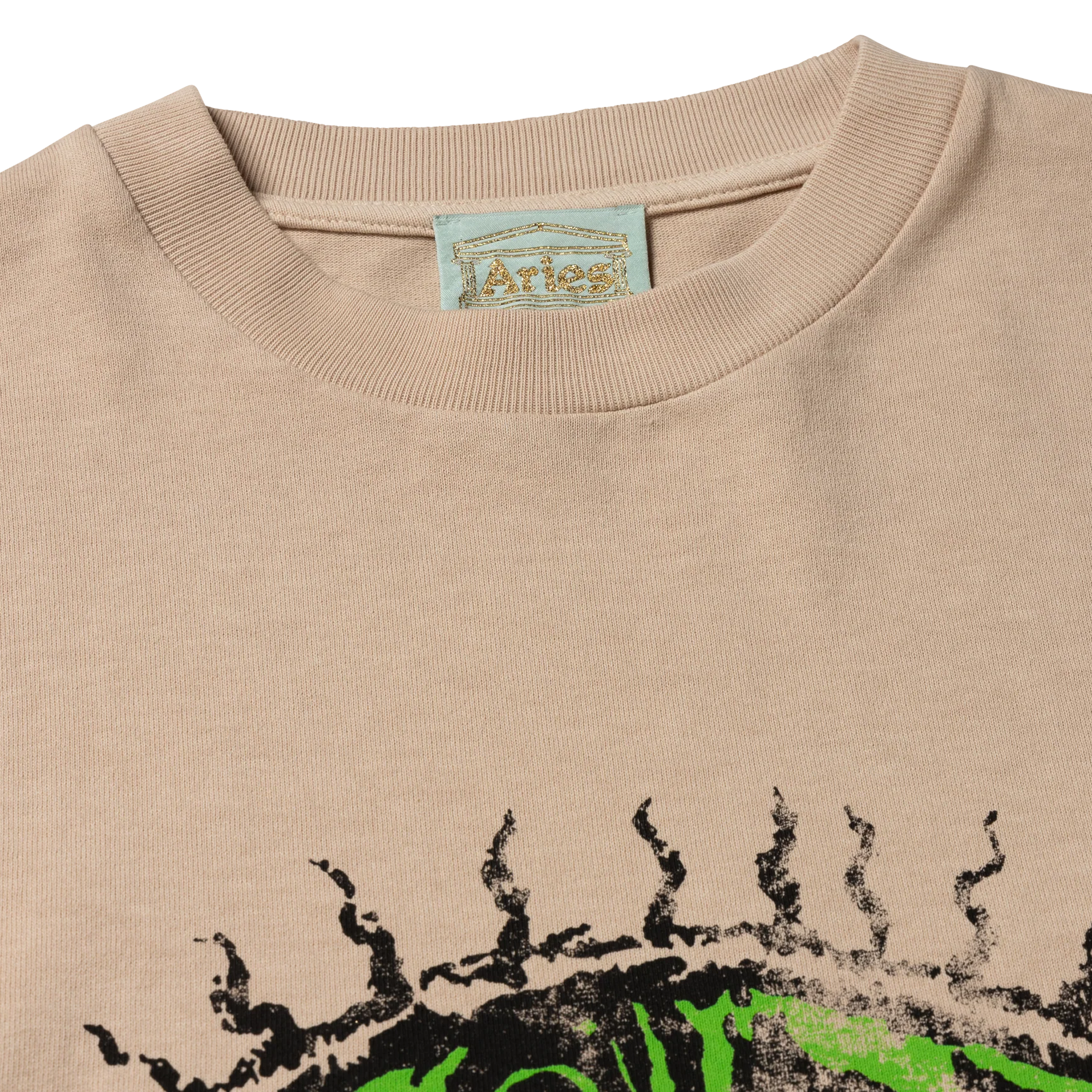 Aries Faded Grunge Short Sleeve T-Shirt Beige