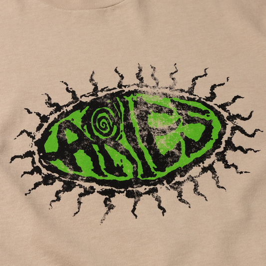 Aries Faded Grunge Short Sleeve T-Shirt Beige