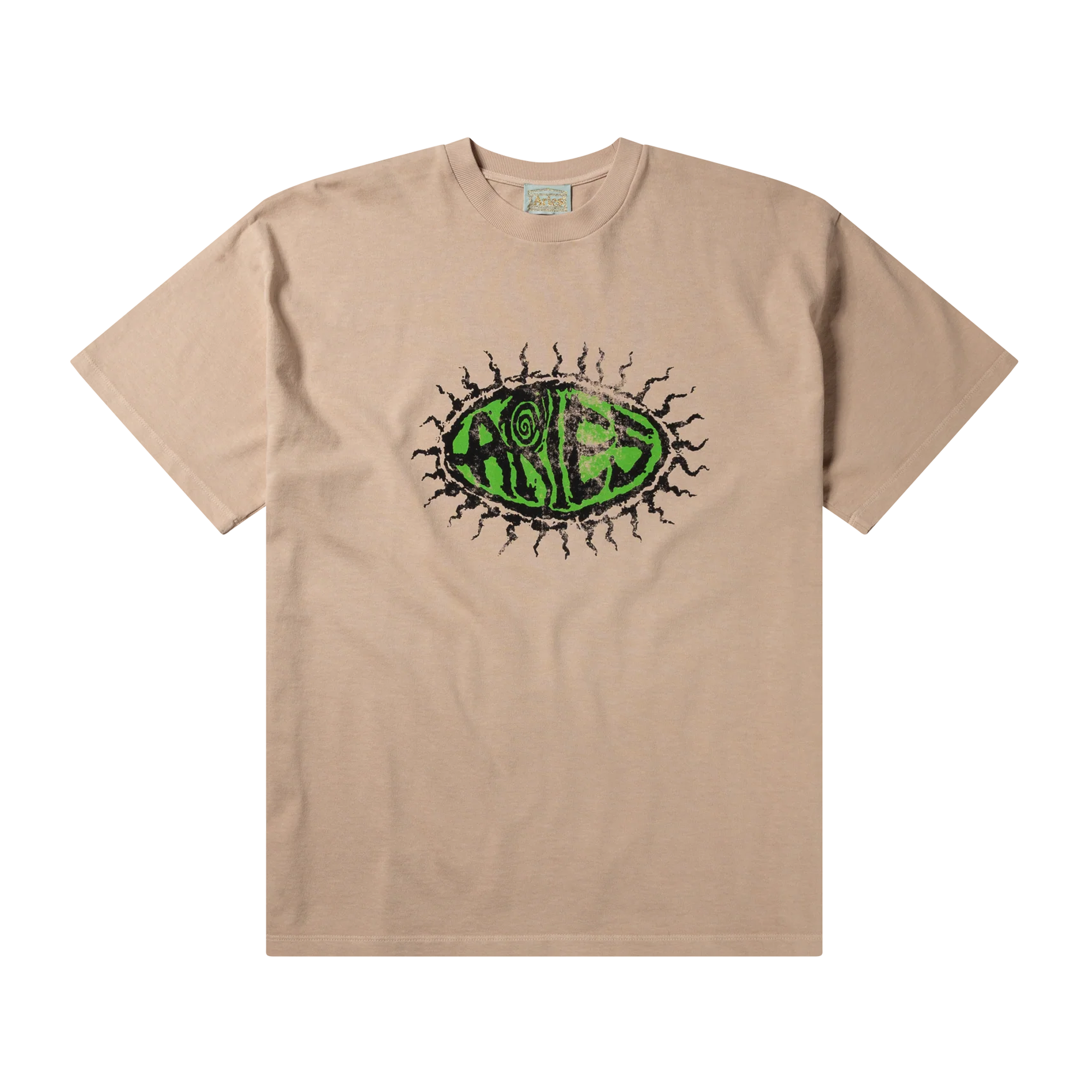 Aries Faded Grunge Short Sleeve T-Shirt Beige