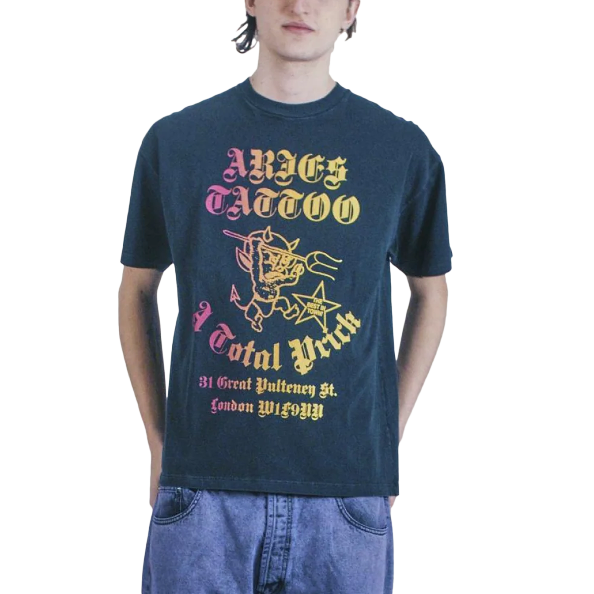 Aries Faded Tattoo Shop Short Sleeve T-Shirt Black