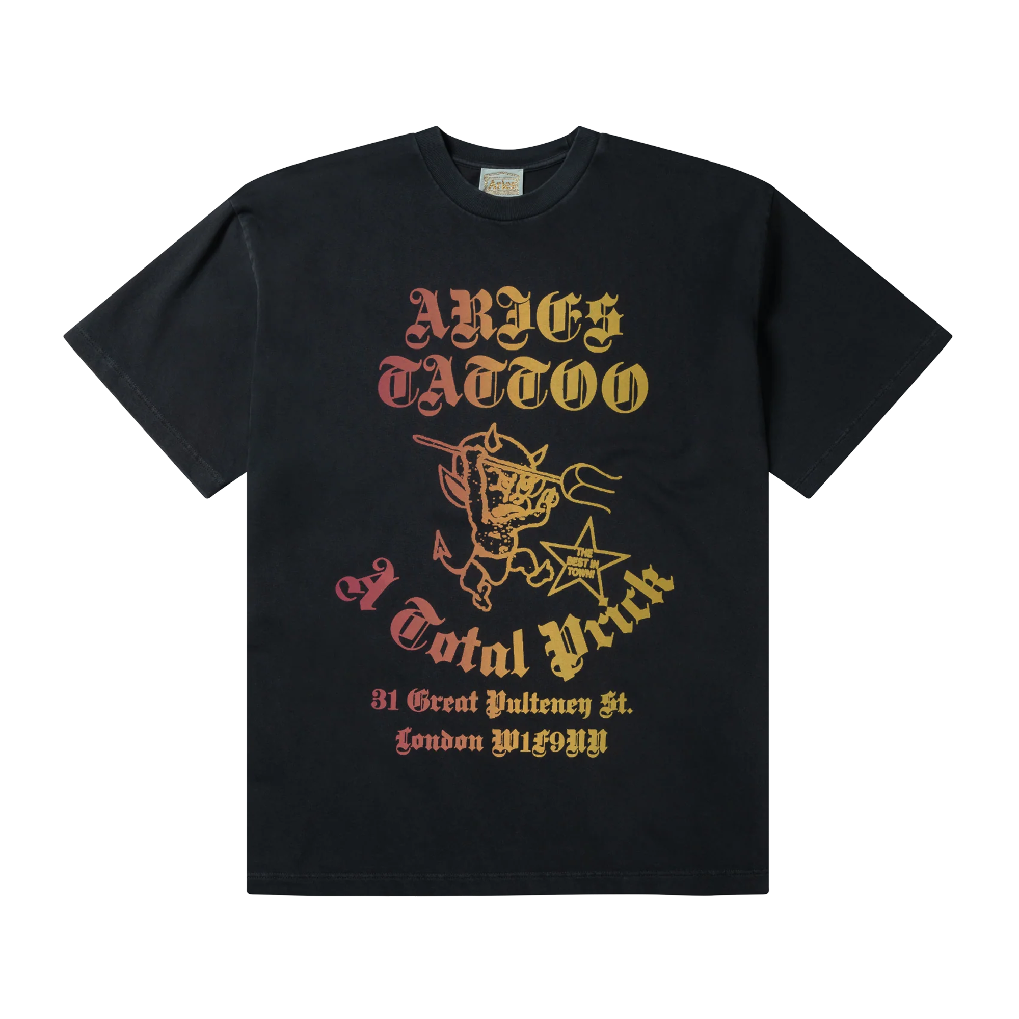 Aries Faded Tattoo Shop Short Sleeve T-Shirt Black