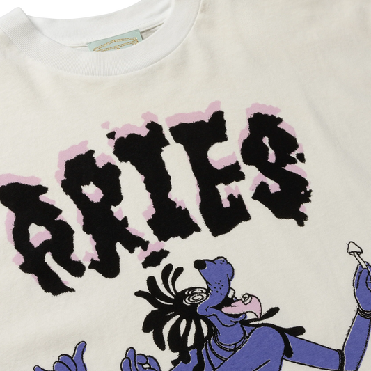 Aries Faded The Destroyer Short Sleeve T-Shirt Off White