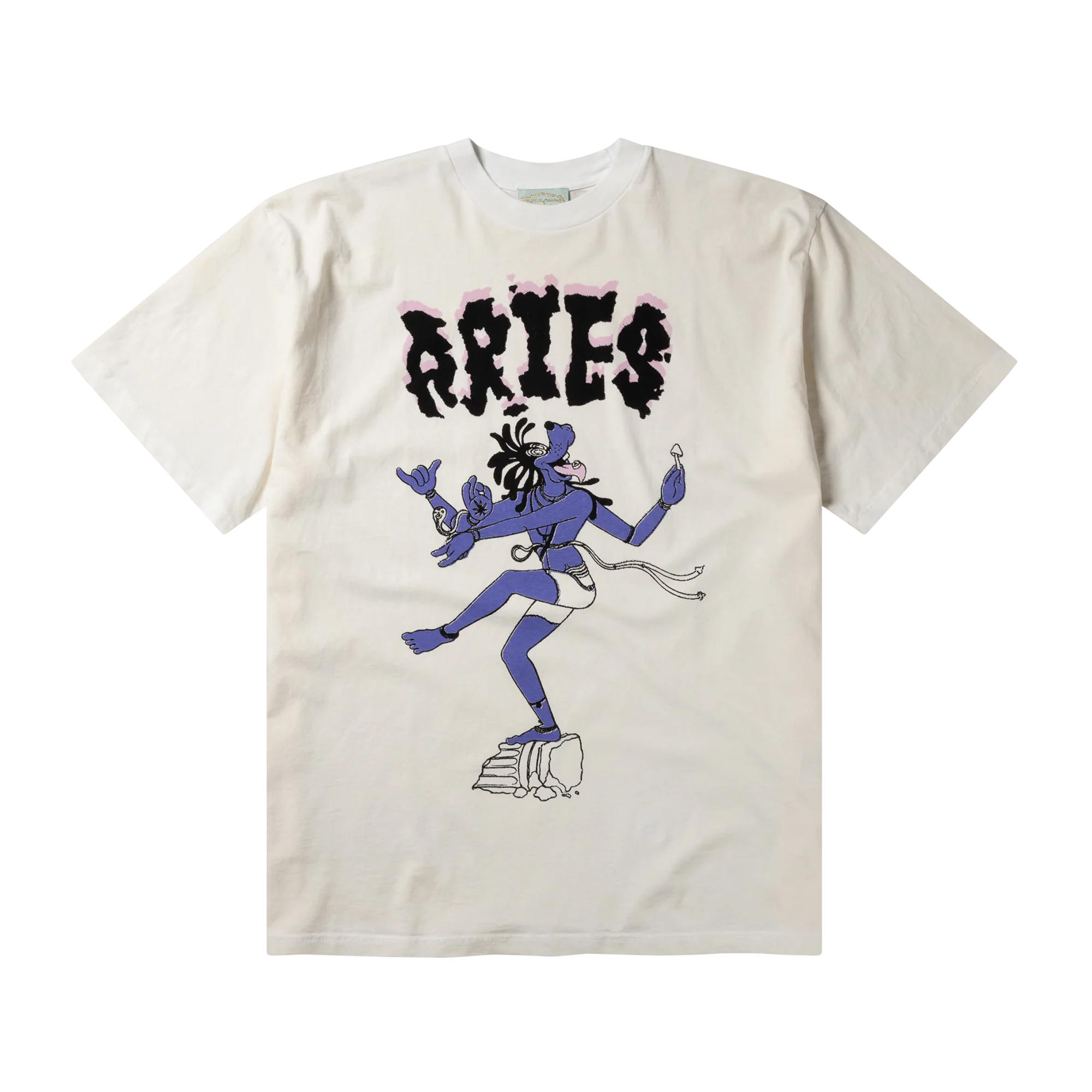 Aries Faded The Destroyer Short Sleeve T-Shirt Off White