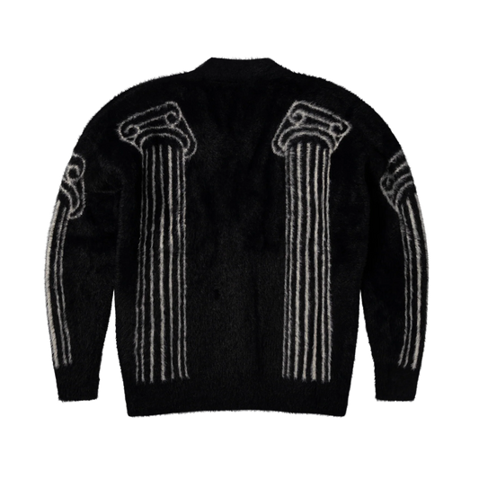 Aries Oversized Chenille Column Knit Cardigan Black