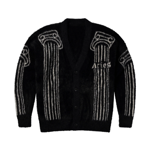 Aries Oversized Chenille Column Knit Cardigan Black