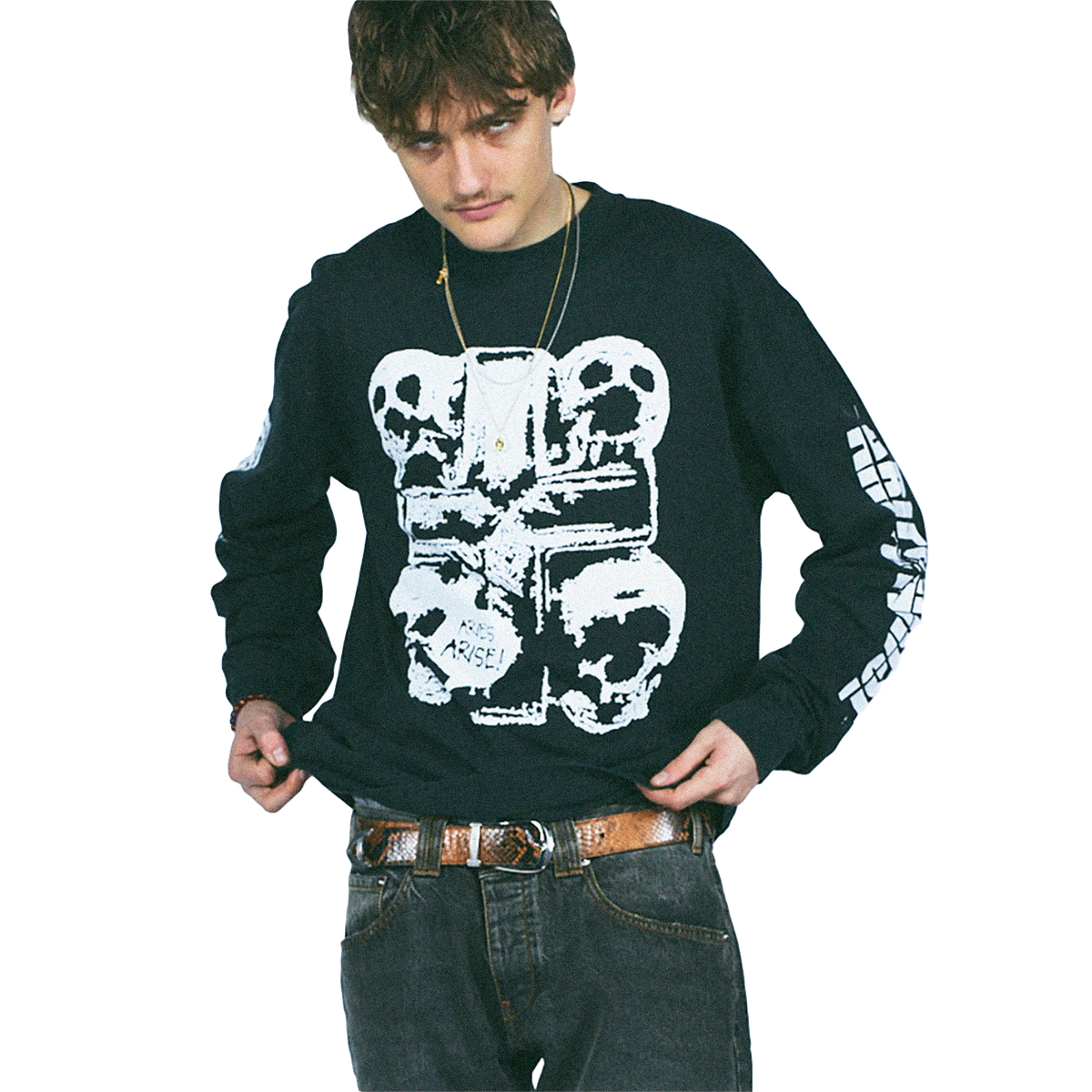 Aries Faded I'm Cross Long Sleeve T-Shirt Black