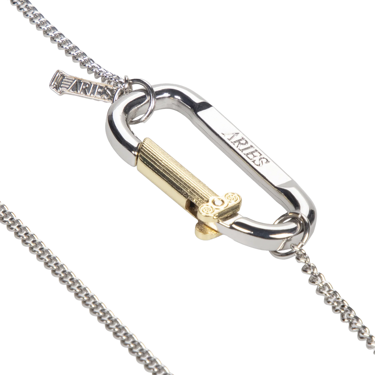 Aries Mini Carabiner Chain Necklace Silver 14/22 inch