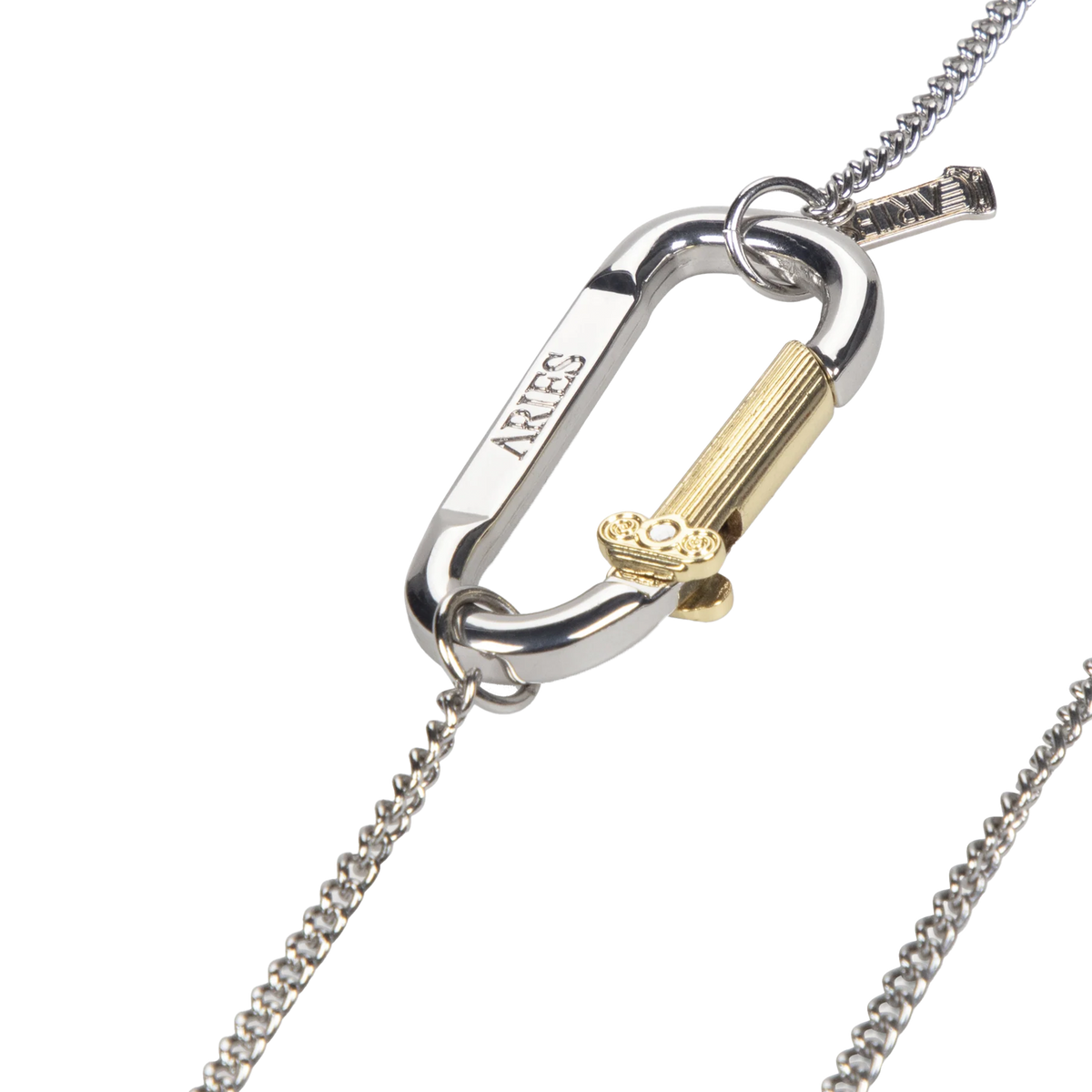 Aries Mini Carabiner Chain Necklace Silver 14/22 inch