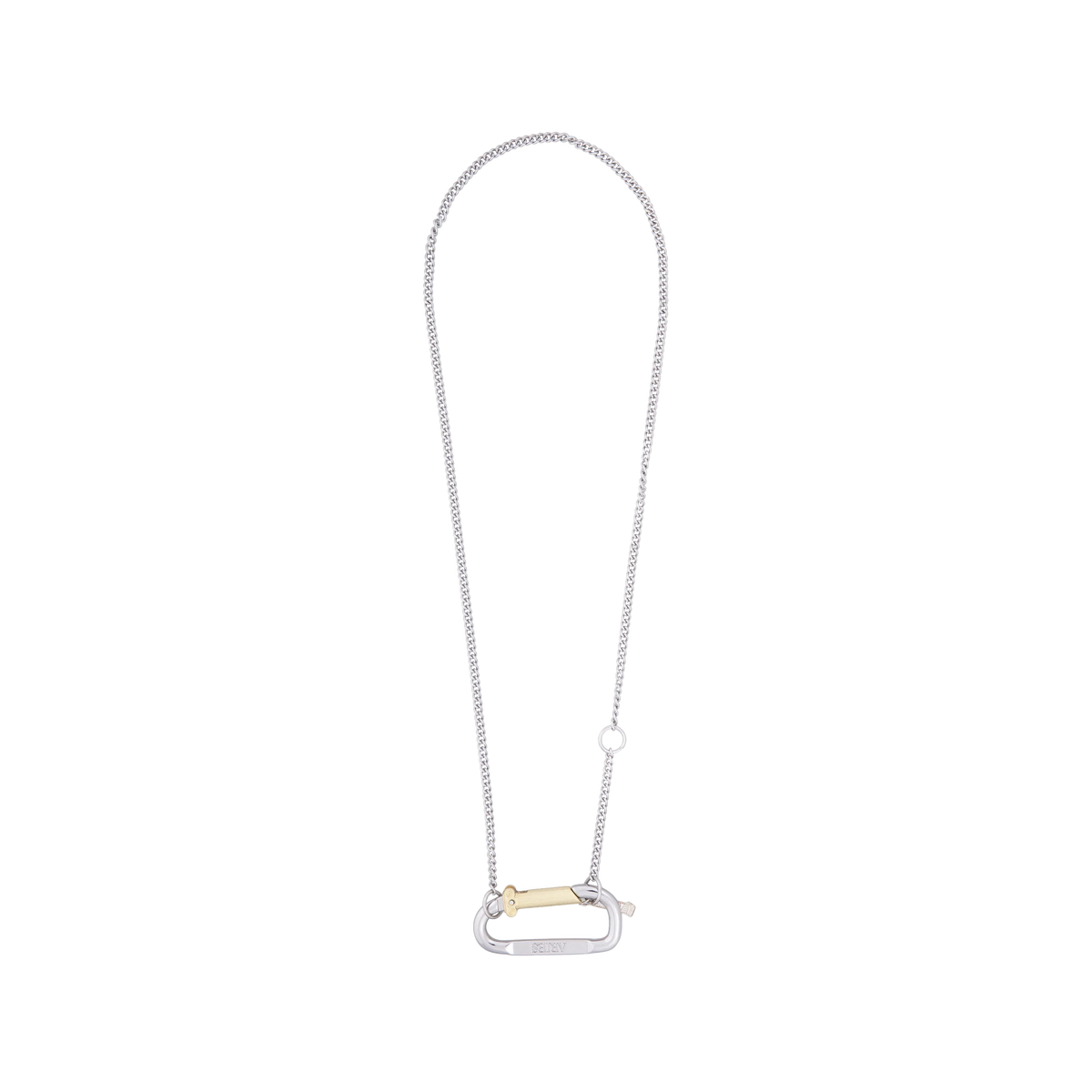 Aries Mini Carabiner Chain Necklace Silver 14/22 inch