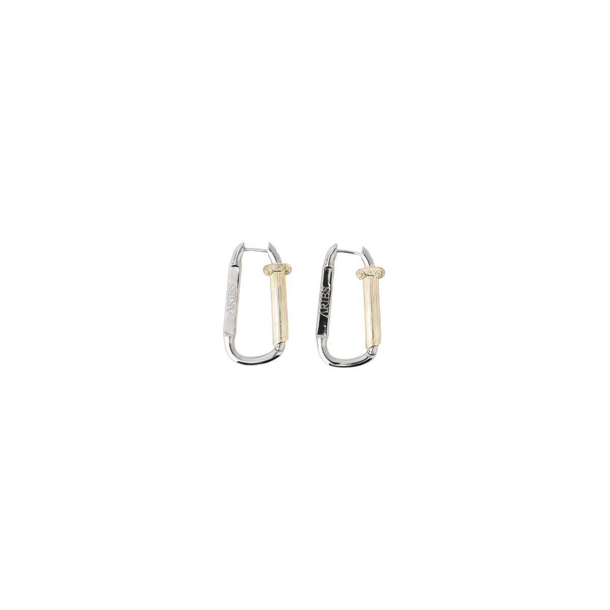 Aries Mini Column Carabiner Earrings Silver/Gold