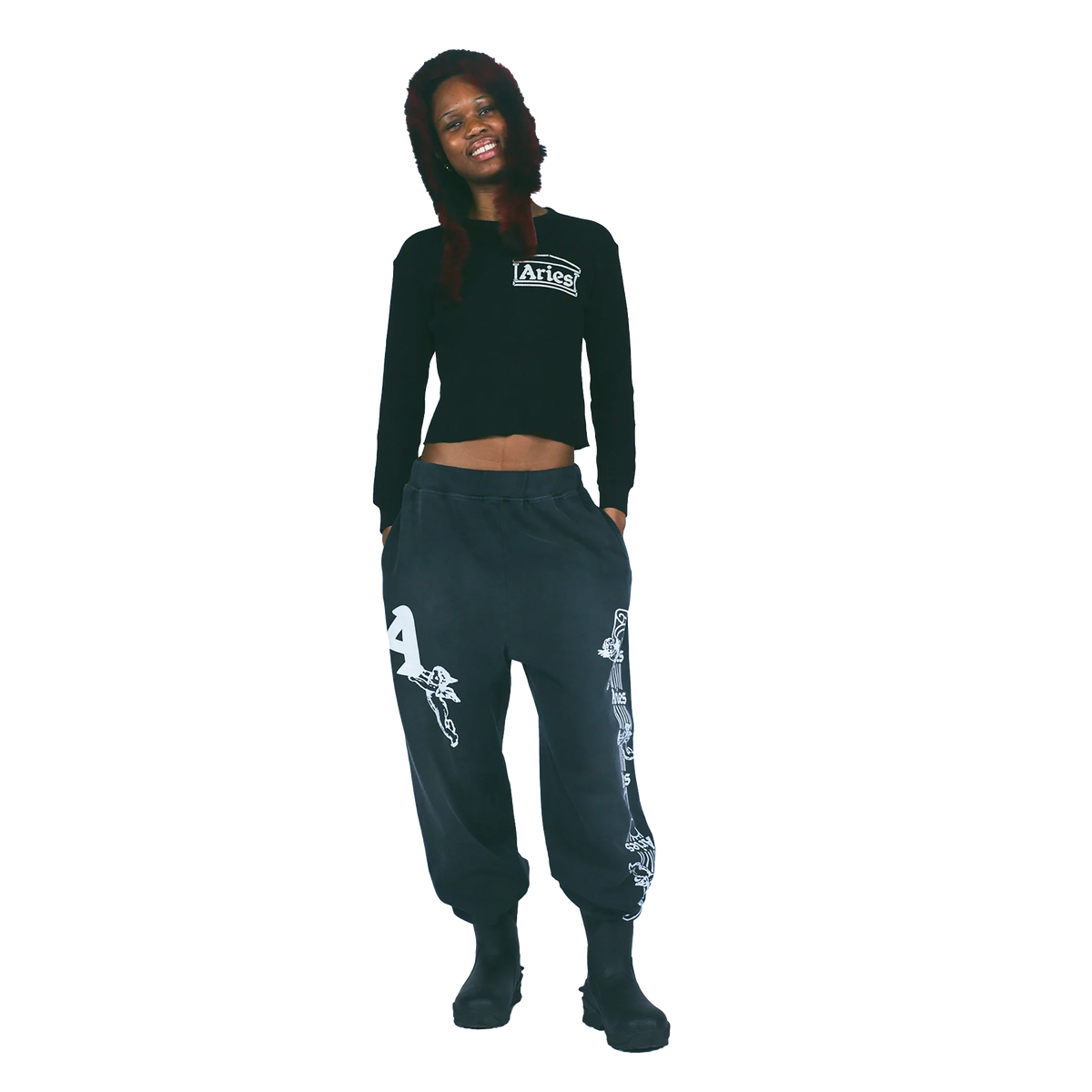 Aries Premium Aged Cherub Column Sweatpant Black
