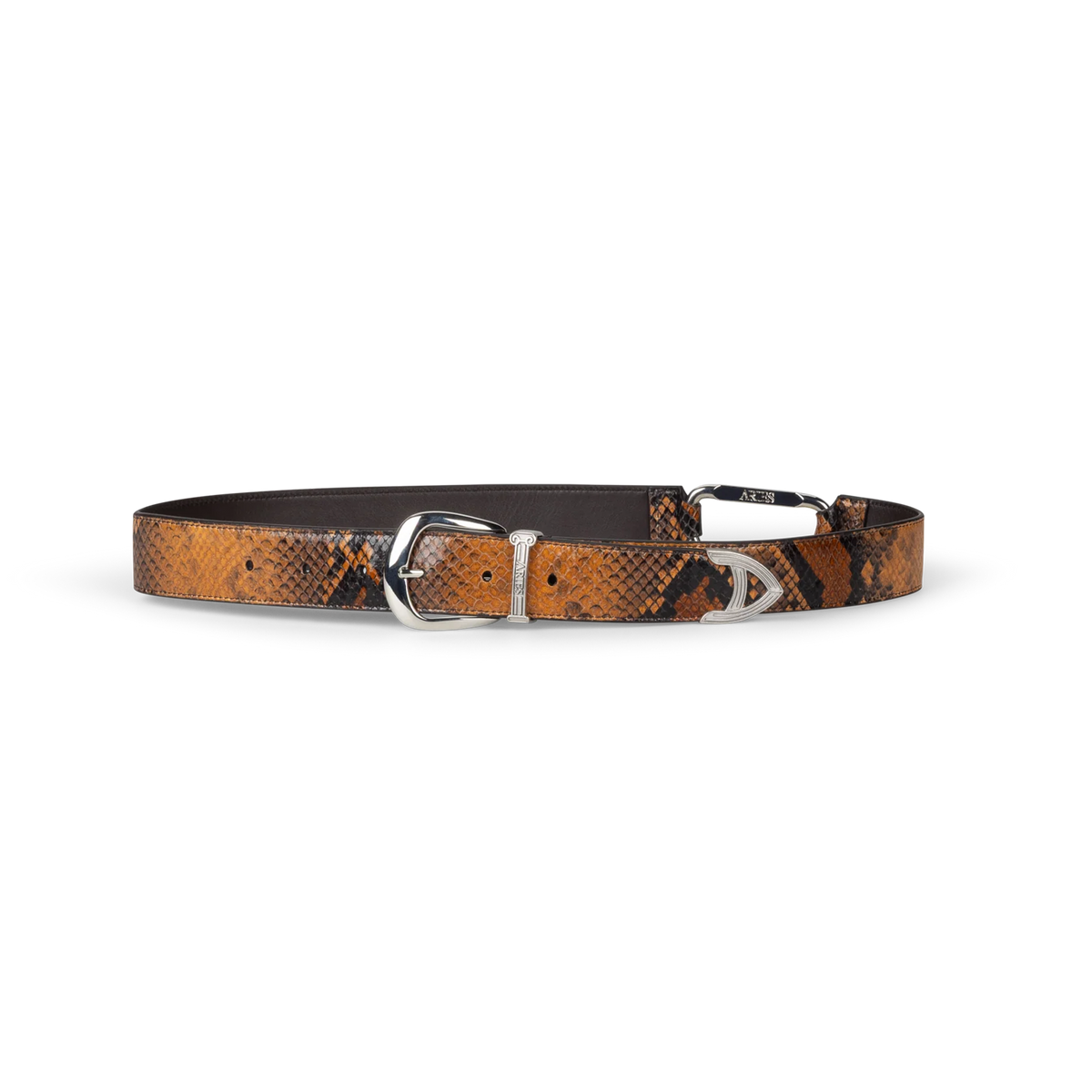Aries Snake Print Leather Mazzo Belt Brown